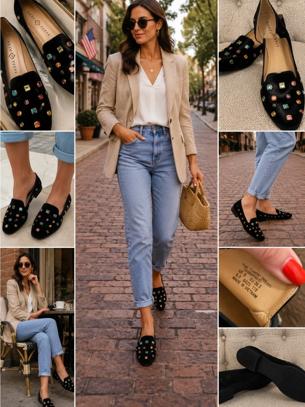 Beautiful Black Embellished Slip-On Loafers for Women. Love These Never Worn
